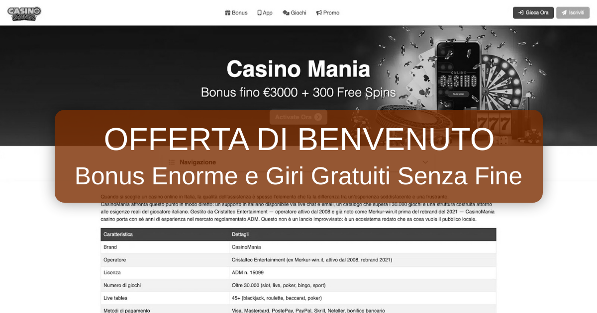 Mania Casino banner